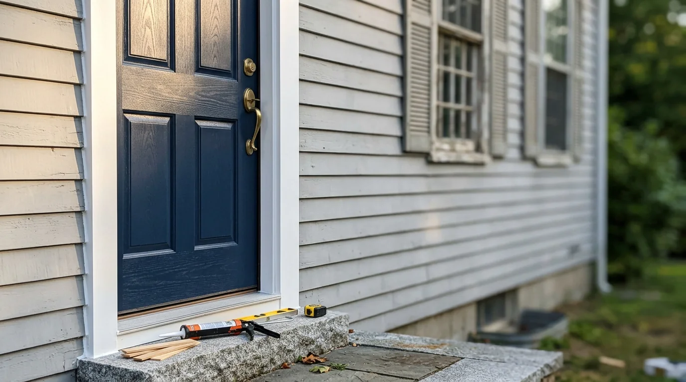 Custom exterior door installed on a residential home entrance