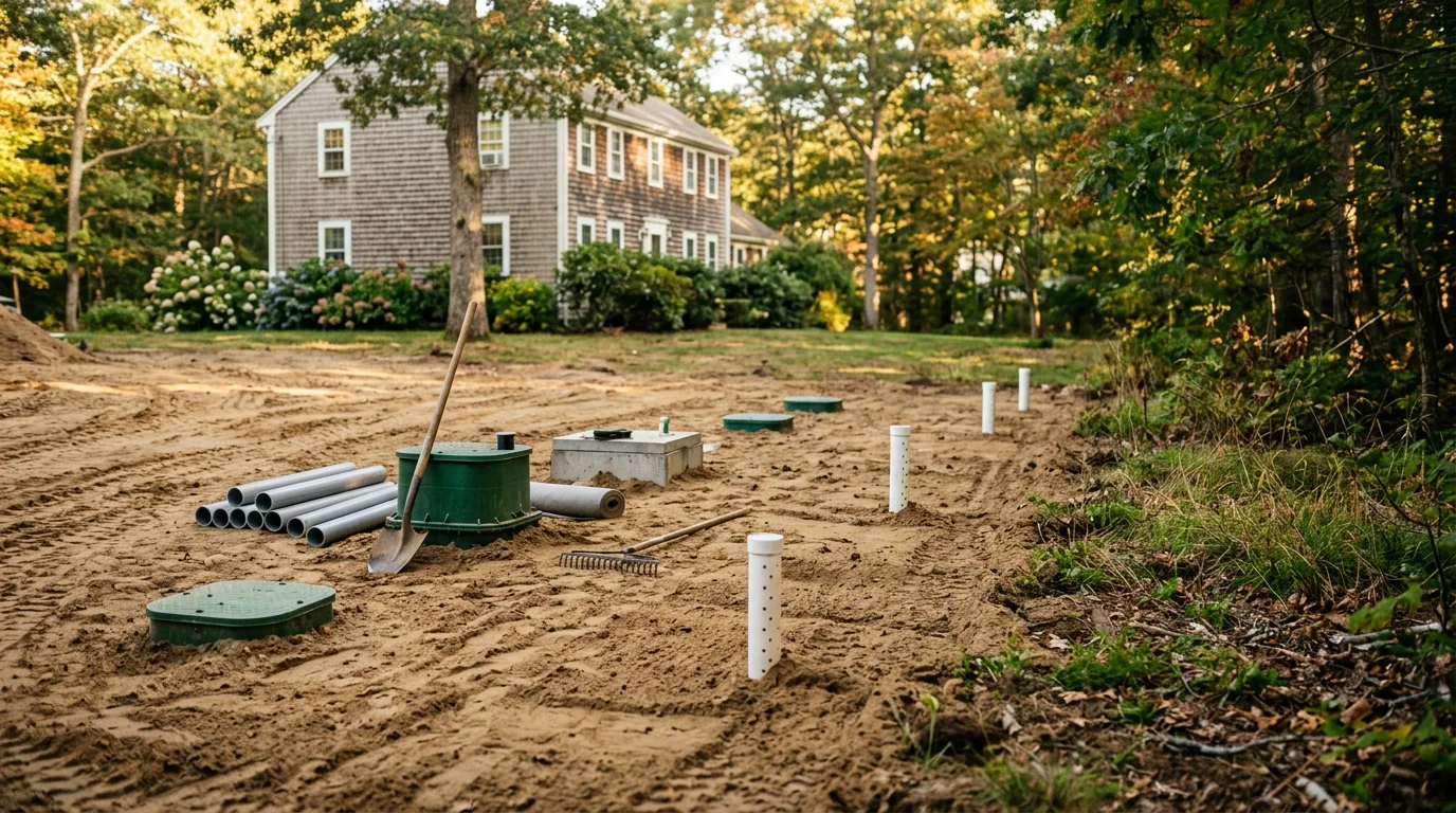 Septic system installation on a residential property